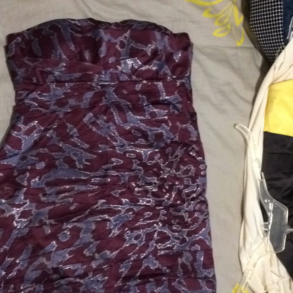 Purple and grey/blue metallic dress